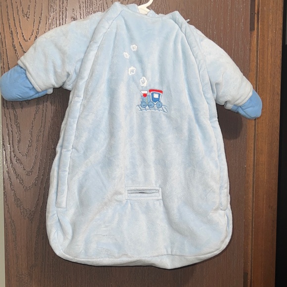 Cloud Island Light Blue Train Sleep Sack - Picture 1 of 3